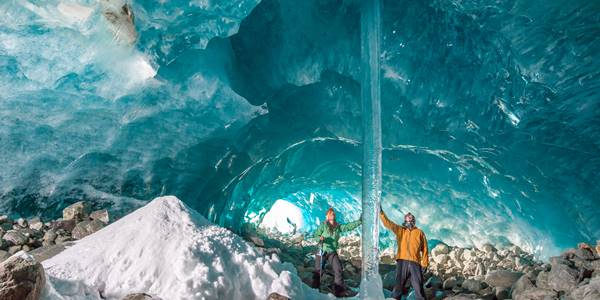 Heli Ice Cave Explore. Photo by Garth.