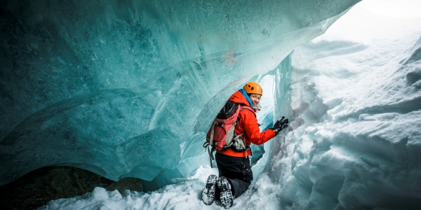 Celebrity influencer Athena Calderone exploring ice caves close to Whistler.